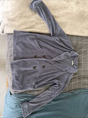 Madewell Corduroy Double-Breasted Blazer in Dusty Blue